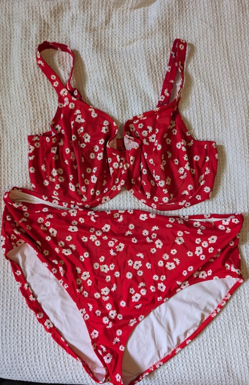 Elomi Red Daisy High-Waist Swim & Brief Set